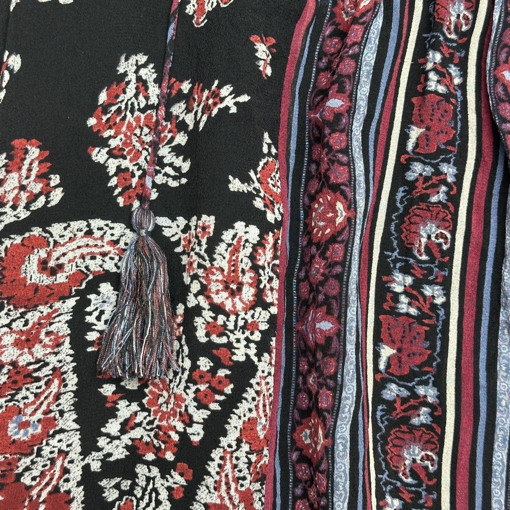 Joie Tank Top Womens XS Black Paisley Halter Silk Lined Boho Tassel Camisole - Picture 4 of 10